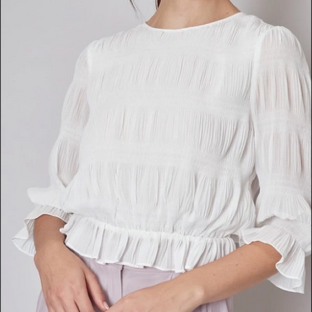 DO+BE White Ruffled Peasant Blouse